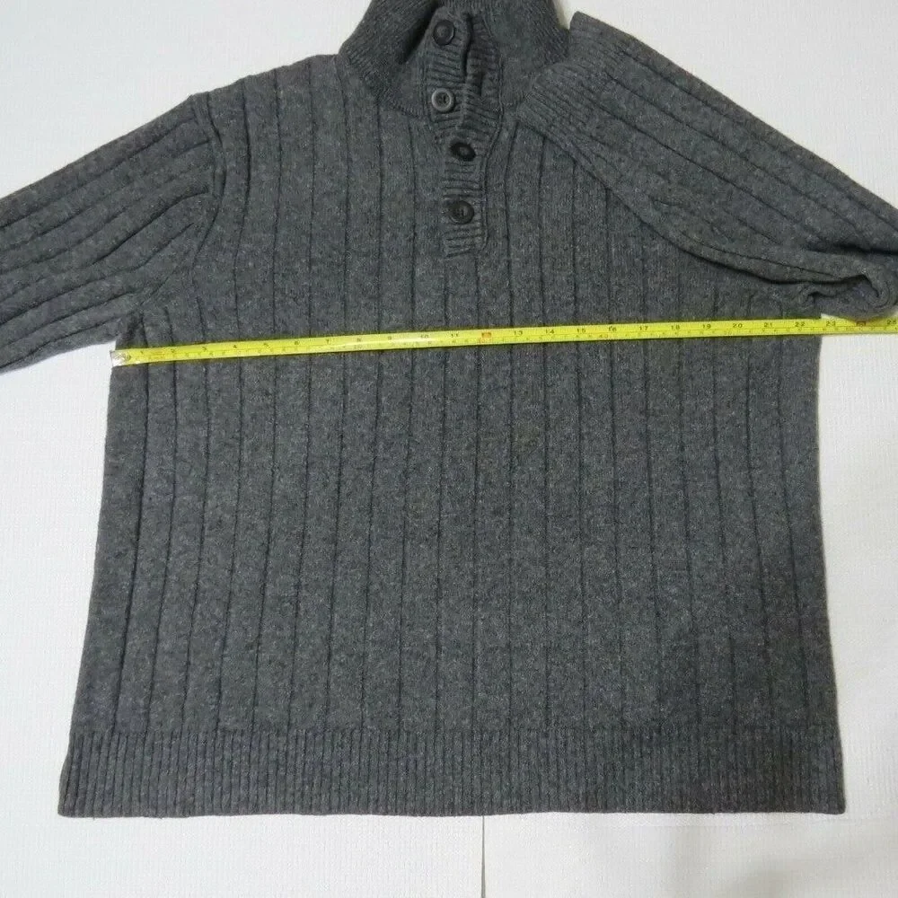 Banana Republic Men's Button Packet Pullover Sweater Heather Gray Size Large